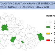 Ministerstvo zdravotnictví zveřejnilo mapu stupňů pohotovosti, všechny okresy v ČR jsou nyní bez rizika komunitního přenosu