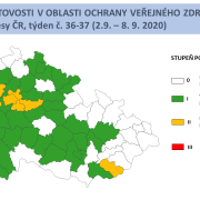 Několik regionů je nově v oranžovém stupni pohotovosti, nejvýznamnějším ohniskem zůstává Praha