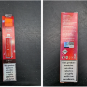Stanovení nebezpečného výrobku: jednorázová elektronická cigareta zn. IMOMENT CRYSTAL JEWELS, 20 mg, 4500 puffs, s příchutí GARNET Vimto